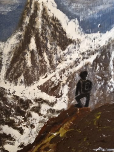 Christine P, Mountain scene, small canvas, acrylic_.
